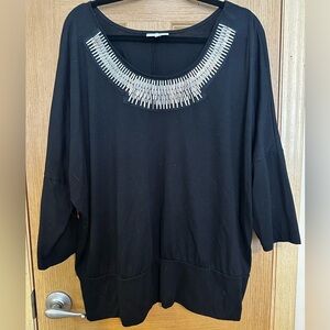Fashion Bug Black Top with Silver Embellishments Sz 1X